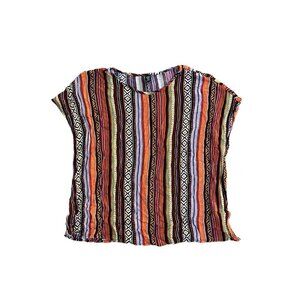 SHEIN Curve Textured Blouse Top Shirt Women's 2XL Colorful Short Crop Cut​​​